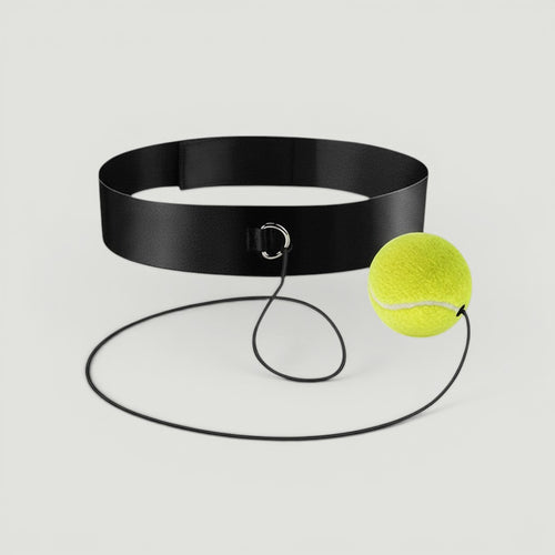 Padel Shark black adjustable headband with elastic cord and tennis ball for boxing reflex training.